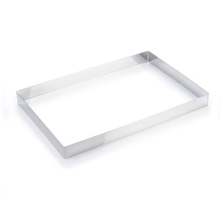 Téglalap alakú tortakeret 590X395x40 mm rozsdamentes