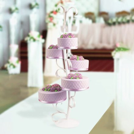 Romantic Tortaállvány, 5 emeletes fém vázas, plexi tányéros a Martellato-tól