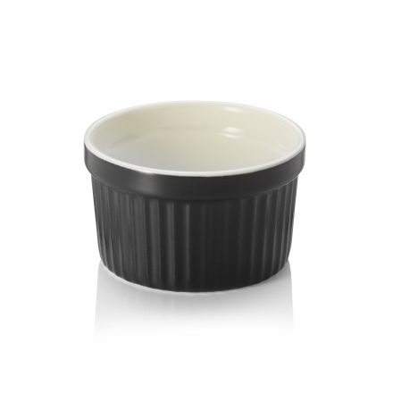 Ramekin-szufléforma, 7x4 cm,fekete sorolható porcelán